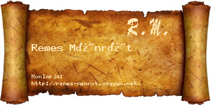 Remes Ménrót névjegykártya